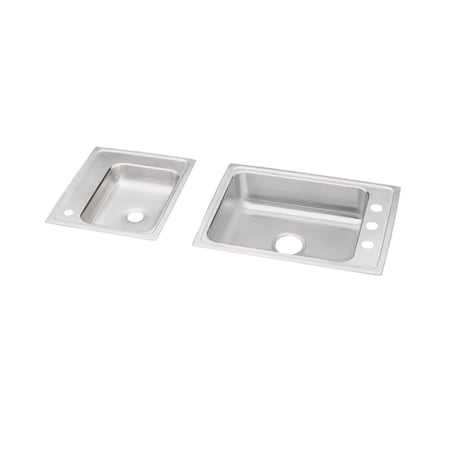 Elkay Lustertone Stainless Steel 41 X 19-1/2 X 5-1/2 Double Bowl Top Mount Classroom Ada Sink DRKAD2411955L4
